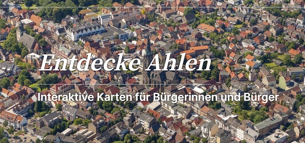 Foto: Luftbild von Ahlen mit dem Schriftzug "Entdecke Ahlen"