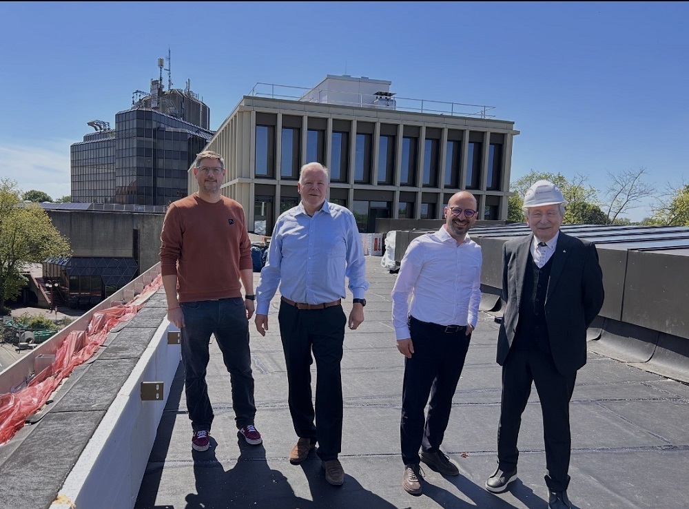 Baustellenrundgang im Stadthaus: (v.l.) Jan Hintemann, Thomas Köpp, Matthias Harman, Prof. Eckhard Gerber